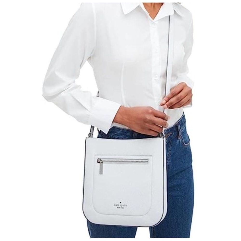 NEW Kate Spade Leila Medium Crossbody Bag Moonlight Pebbled Leather Top Zip